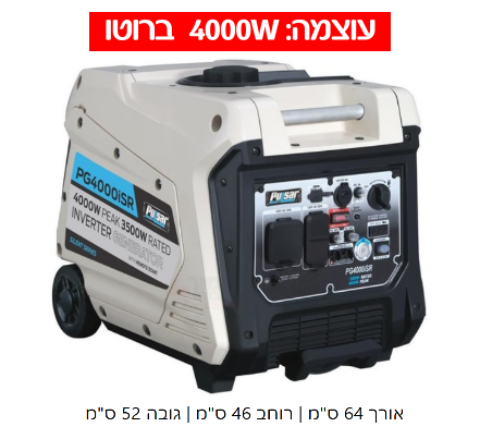 תמונת מוצר להשכרת גנרטור מושתק 4000WATT חייגו 0515998856